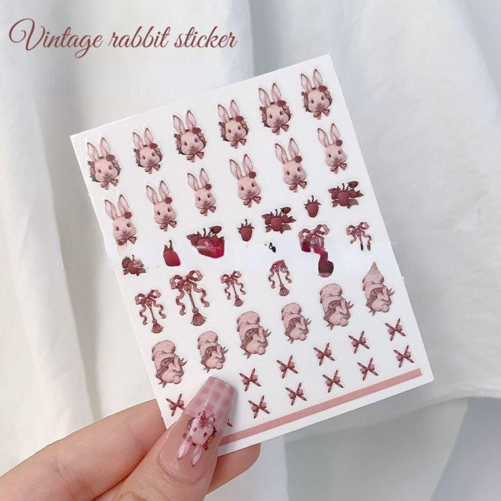 Mxbeauty Stiker Kuku Motif Kartun Hewan Kelinci / Babi DIY Untuk Nail Art