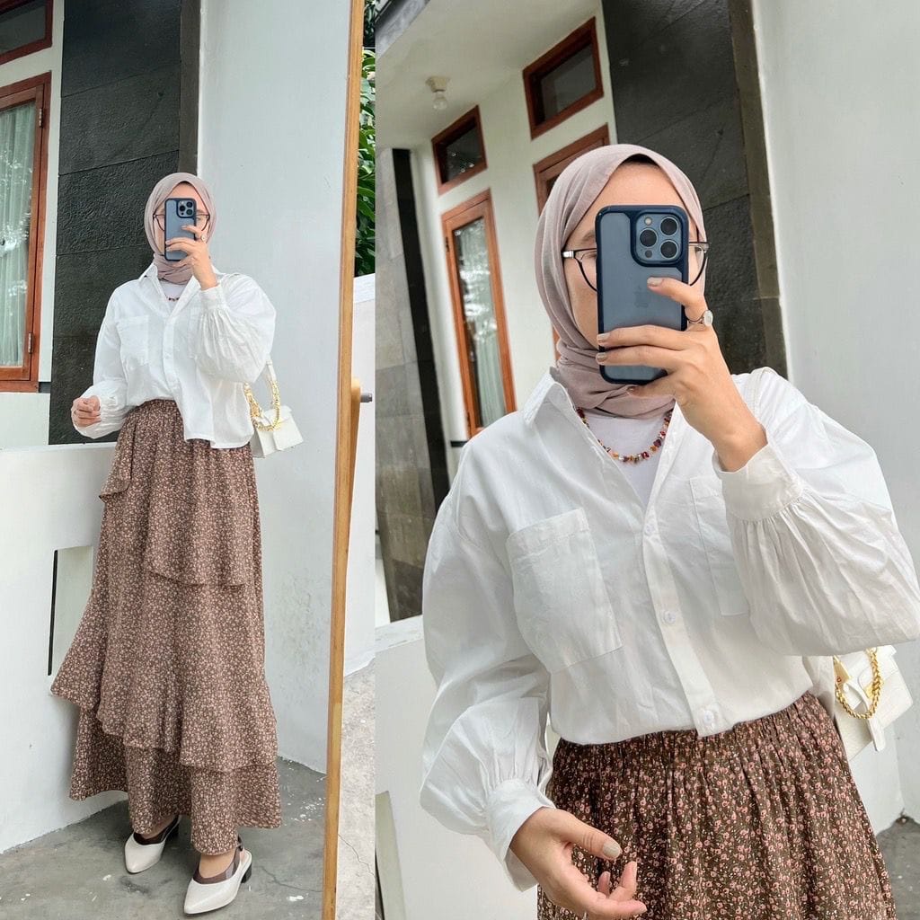 BEFAST - ZEC OOTD Blouse Crincle DELION / Ruvin Crincle Oversize Crop Shirt / Hem Polos Formal / Outfit Wanita Hijab / Kemeja Lengan Panjang Terlaris / Hem Termura / Pakaian Kekinian Remaja ABG / Kemeja Crop Wanita Keluaran terbaru / Fashion Casual Wanita