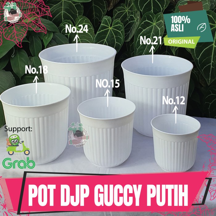 POT BUNGA TANAMAN HIAS MODEL TINGGI DJP GUCCY PUTIH MERAH ORIGINAL BAHAN PLASTIK TEBAL KUAT POT TANA
