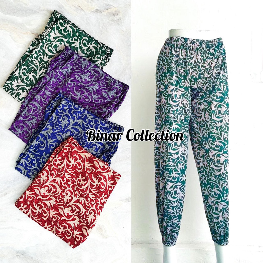 KR 06- Celana panjang wanita kerut legging leging kerut bawah koran XL 3L Jumbo motif / dalaman wanita joger strit panjang