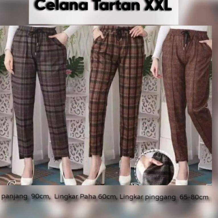 [UZB.18Oc22ᴴ] CELANA KOTAK ZARA WANITA JUMBO XXL BAHAN SEMI WOLL - PLAID PANTS KOTAK - CELANA TARTAN