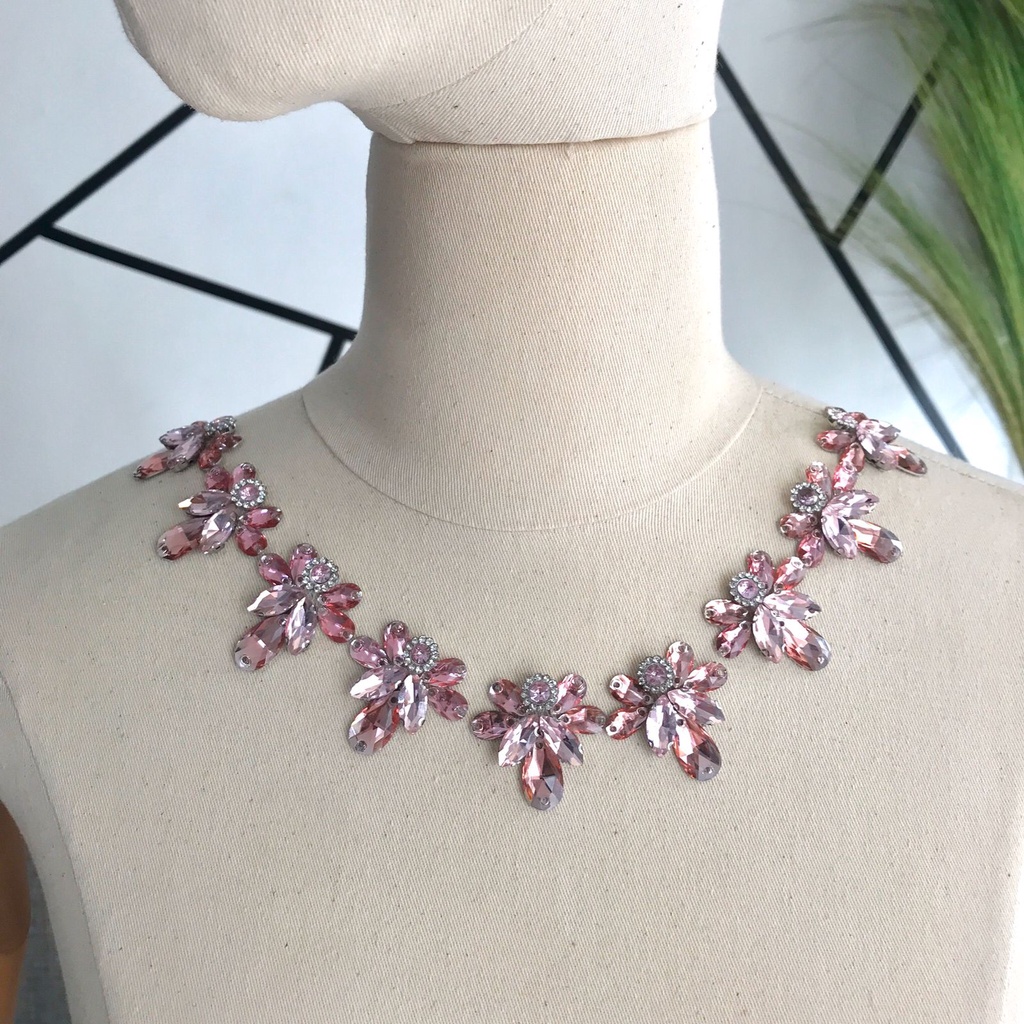 HIASAN PAYET RANGKAI LEHER DIAMOND CANGKANG MUTIARA TEMPEL JAHIT KEBAYA GAUN PASMINA WEDDING WANITA