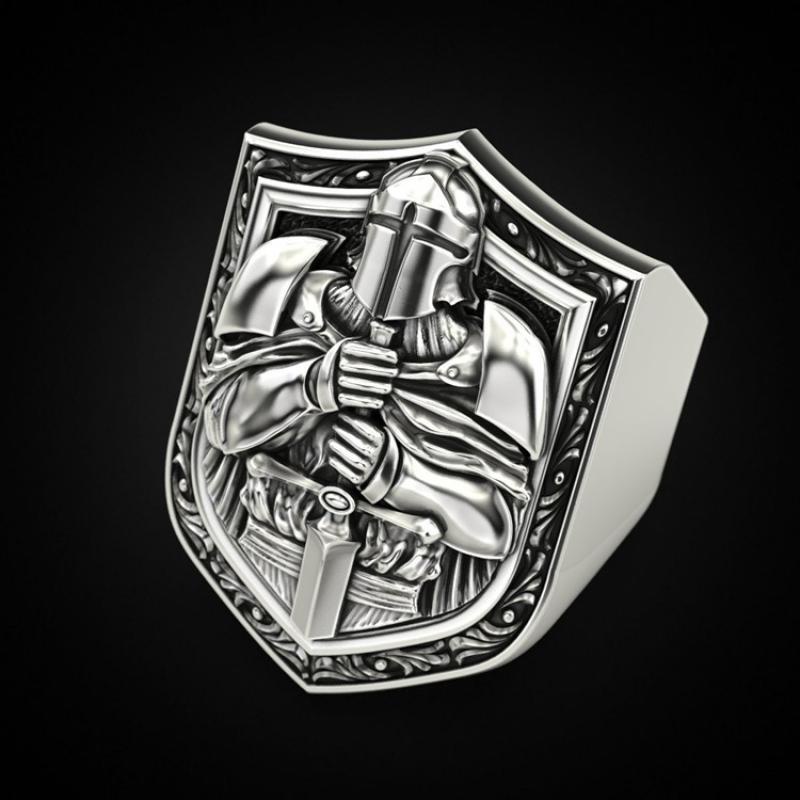 Cincin Desain Salib Ksatria Crusader Empire Templar Untuk Pesta Rock