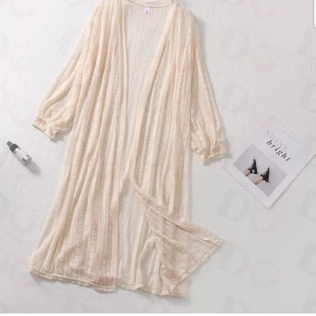 Sale [ BISA COD ]  KARDIGAN BRUKAT MOTIF BUNGA / LONG CARDI OUTER BROKAT IMPORT / OUTER LACE PAKAIAN