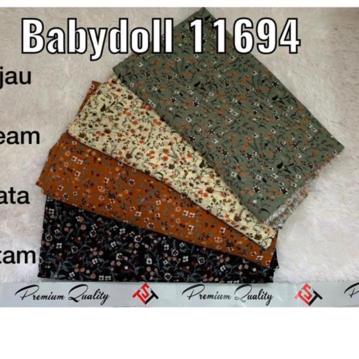 Stok Terbatas gamis terbaru bahan seruty babydoll motif printing bunga kecil serian 4A