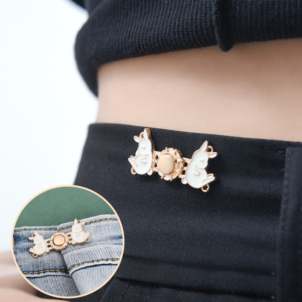 Kancing Pinggang Celana Jeans Bahan Alloy Multifungsi Dapat Dilepas Motif Kelinci