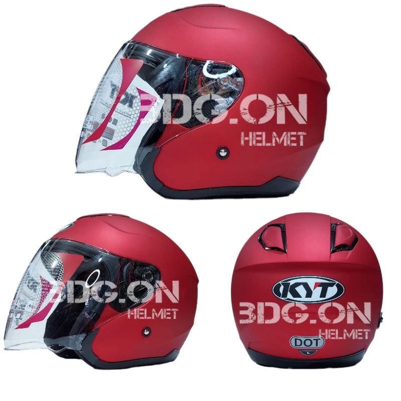 Helm KYT KYOTO R Solid MERAH MAROON DOFF Helm Half Face Original