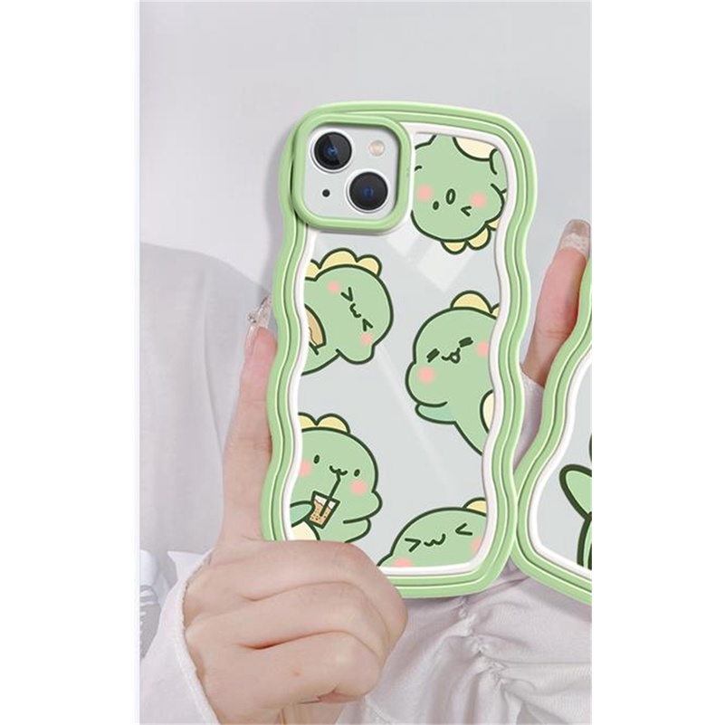 Soft Case Silikon Tebal Motif Kartun Dinosaurus Untuk iPhone 14 13 12 11 Pro Max X Xr Xs Max 8 7 6 6s Plus