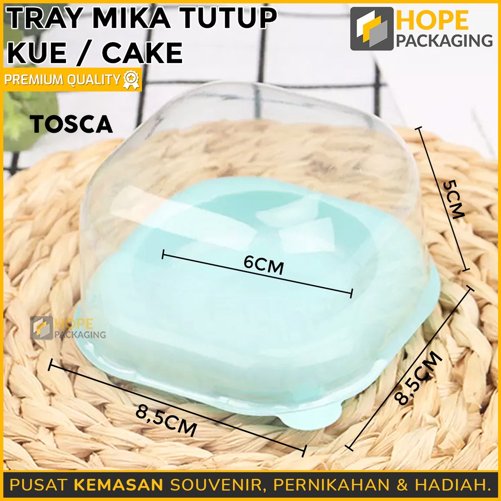 [ 5 pcs ] Dome cake mika dengan Tutup / Mooncake Tray Mika Kue Bulat / Cake case Mika Box Cake + tutup