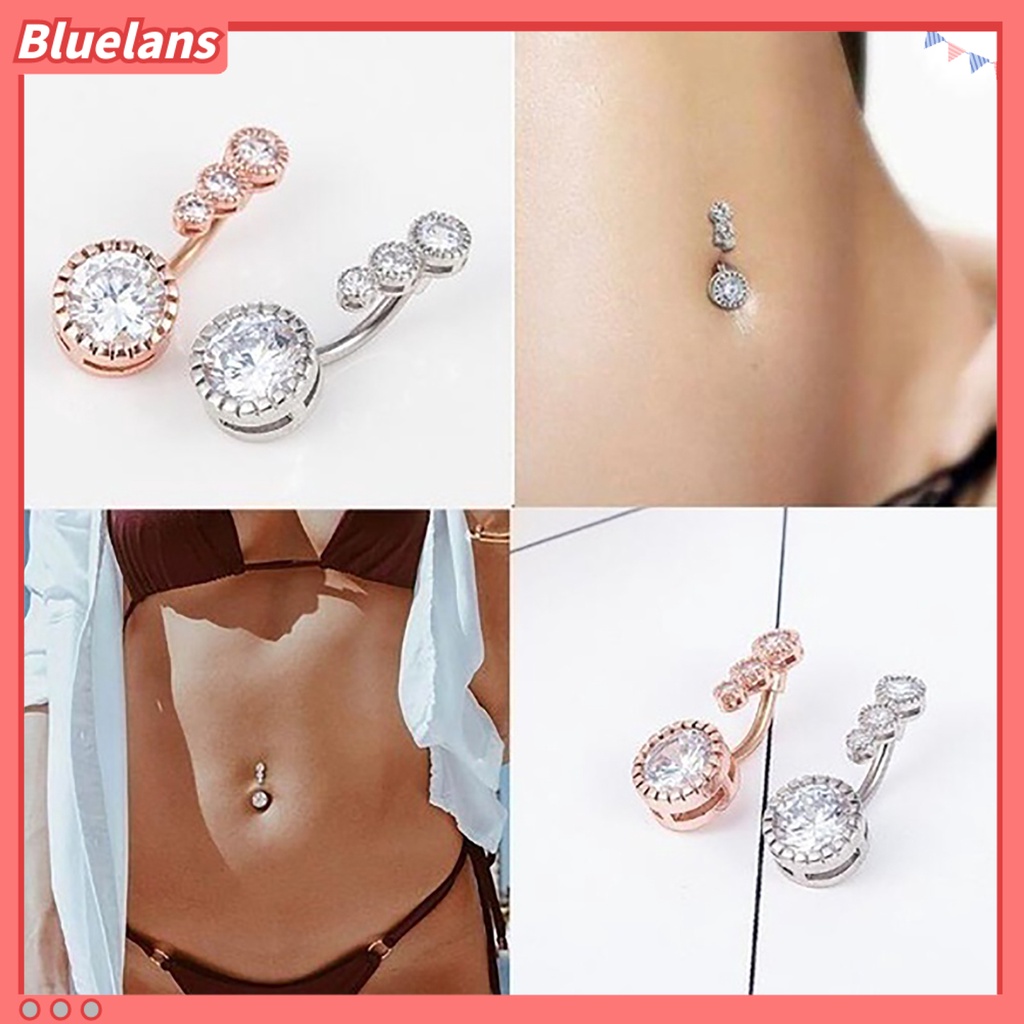 Bluelans Women Cubic Zirconia Belly Button Ring Body Piercing Navel Jewelry Accessory