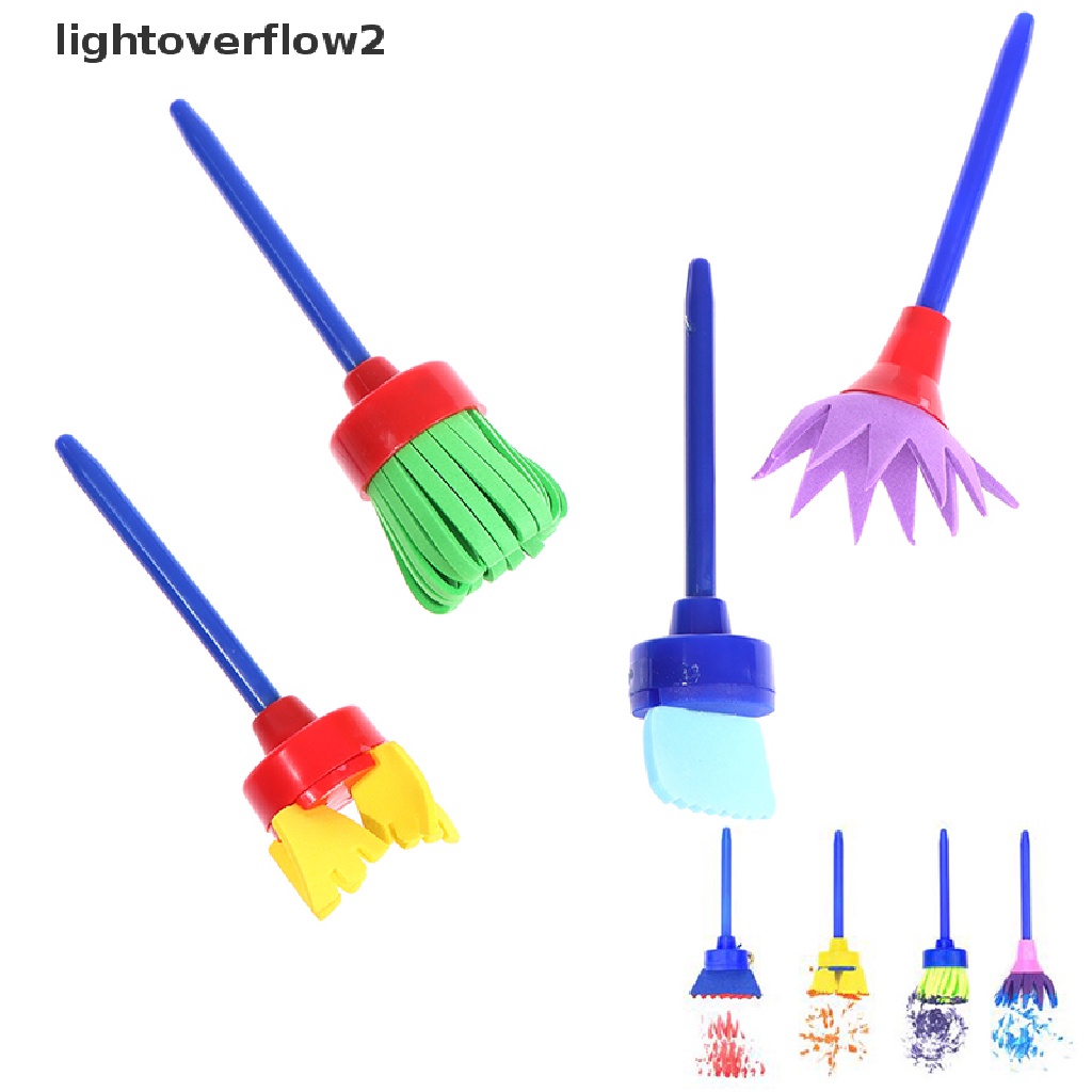 (lightoverflow2) 4pcs / set Mainan Kuas Spons Aneka Bentuk Untuk Anak Belajar Melukis / Grafitti (ID)