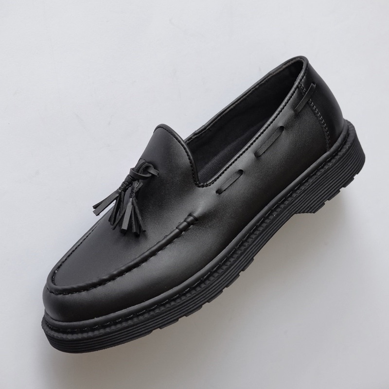 sepatu formal casual pria loris black by oxwalker pantofel kerja kantor