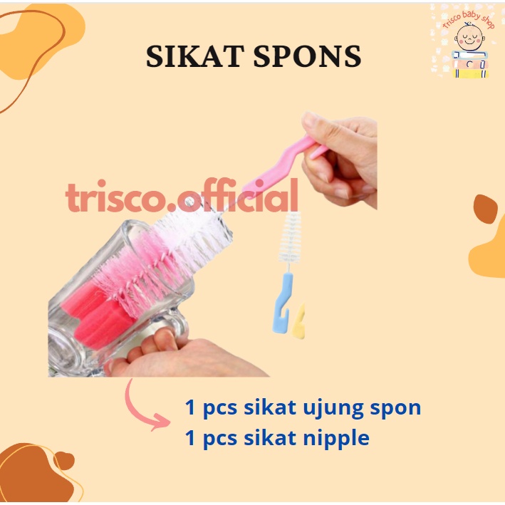 Spons Sikat Pembersih Botol dan Nipple Dot Sedotan Silikon