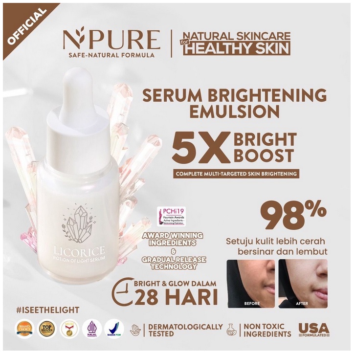 B87 N'PURE licorice potion of light serum wajah mencerahkan essence perawatan kecantikan bpom murah termurah original asli mengatasi bekas jerawat bruntusan beruntusan anti aging garis halus baru best seller dark spot skin barrier