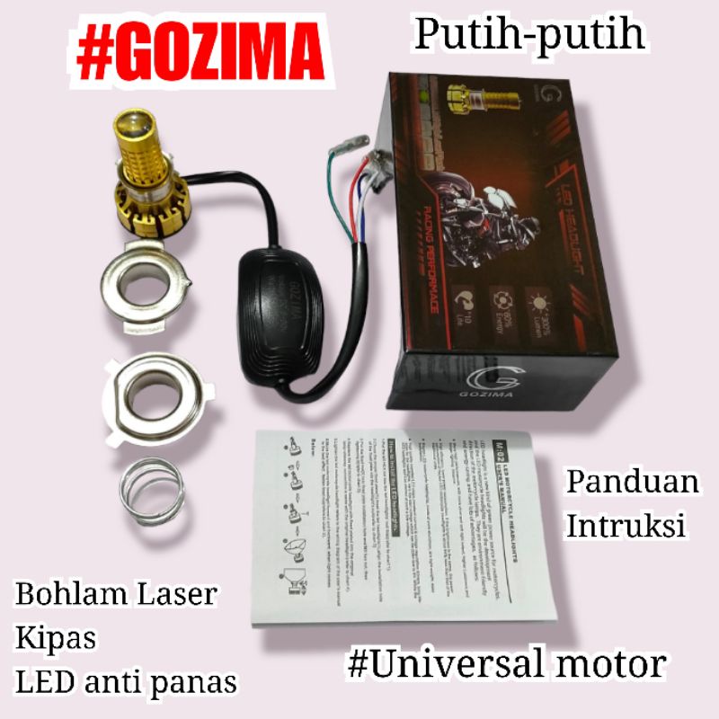 LAMPU UTAMA PROJIE MINI LASER SUPER TERANG GOZIMA LAMPU MOTOR DAN MOBIL WARNA PUTIH HALOGEN PUTIH DE