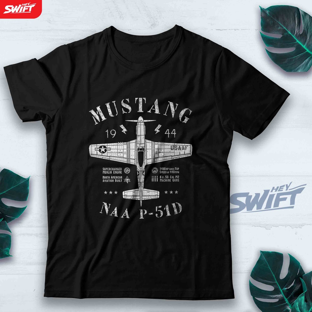 KAOS P-51 Mustang naa p-51d aircraft military TSHIRT BAJU DISTRO