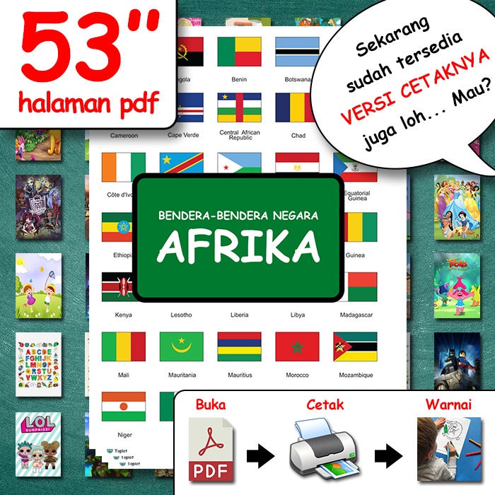 Buku mewarnai anak (non-fisik) - Bendera-Bendera Negara-Negara AFRIKA