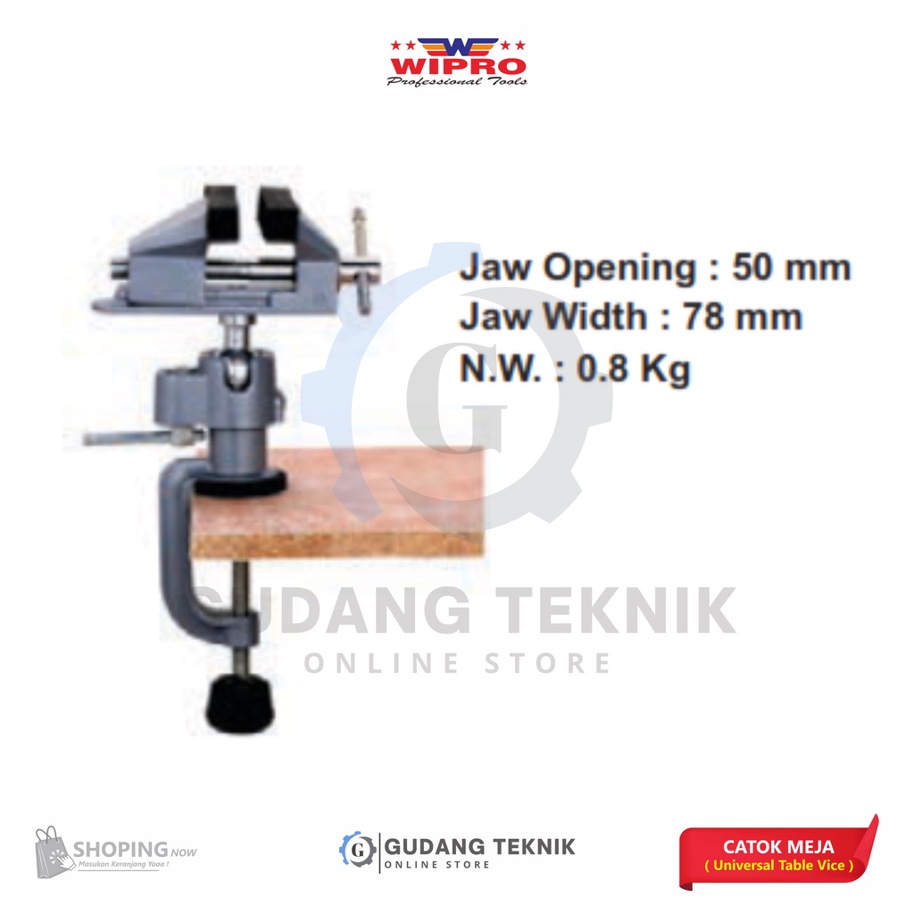 Catok Meja Serbaguna 50mm WIPRO CMS-50 / Tanggem Ragum Meja MULTIFUNGSI WIPRO CMS50 - Universal Table Vice WIPRO CMS 50