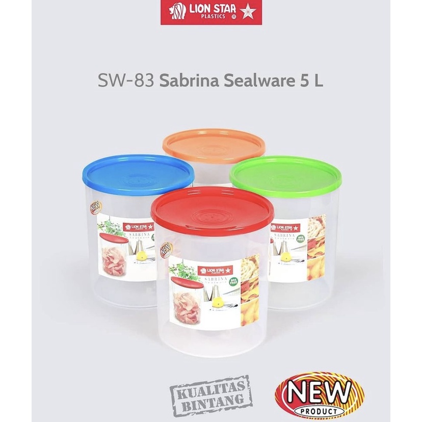 ( BISA COD ) PROMO LION STAR SW-83 SABRINA SEALWARE 5 LITER / TOPLES PLASTIK POLOS / TEMPAT CEMILAN / FOOD STORAGE / WADAH MAKANAN / TEMPAT PENYIMPANAN SNACK MAKANAN / BPA FREE / TOPLES KERUPUK