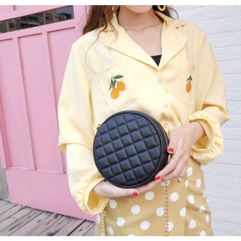 tas bahu bulat rantai fashion pesta