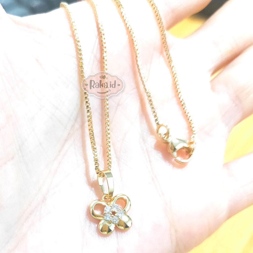 Kalung Anak Rantai Italy Motif Bunga Kupu Perhiasan Cantik Anak 1183