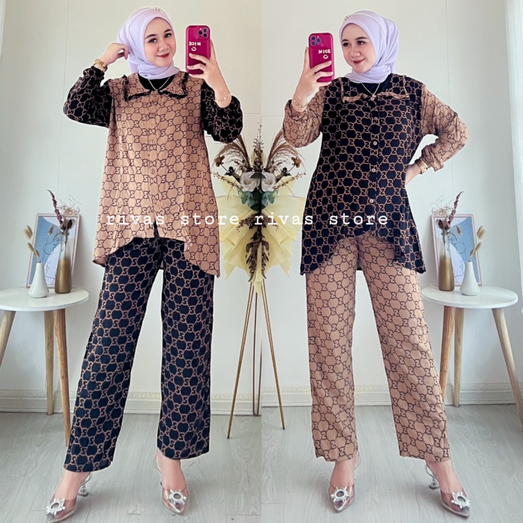 Set baju wanita setelan tunik - setelan tunik wanita - setelan piyama rayon