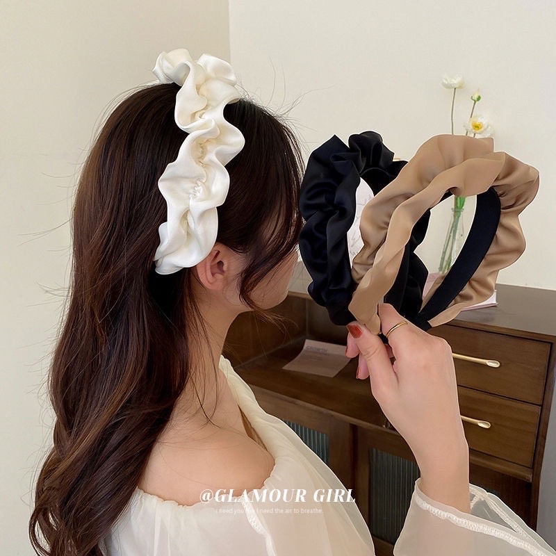 Caliloops Bando Bandana Kerut Scrunchie Nagita Korea Dewasa Lebar Wina