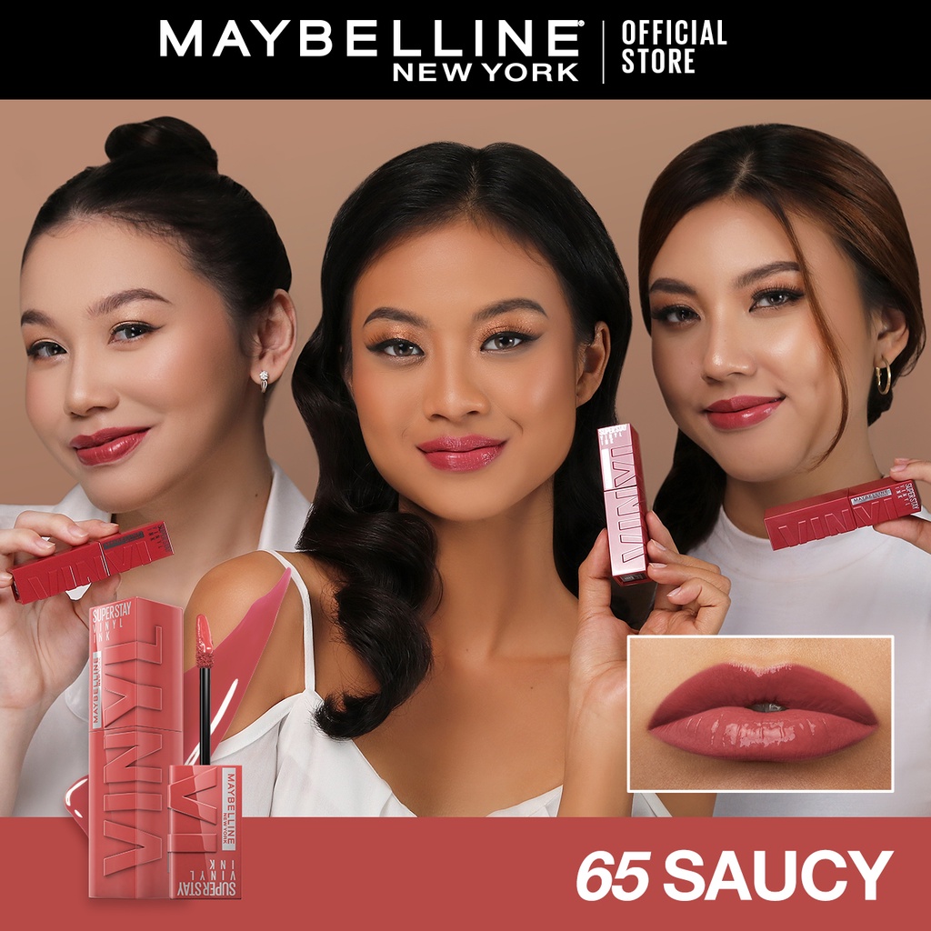 Maybelline Superstay Vinyl Ink 4.2ml - Liquid Lipstik Lipstick Make Up Lipcream Viral Ready Stock-65 Saucy