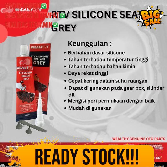 Lem Gasket | Lem Pakingan |Wealthy Rtv Silicone Sealant - Grey [85 Gr]