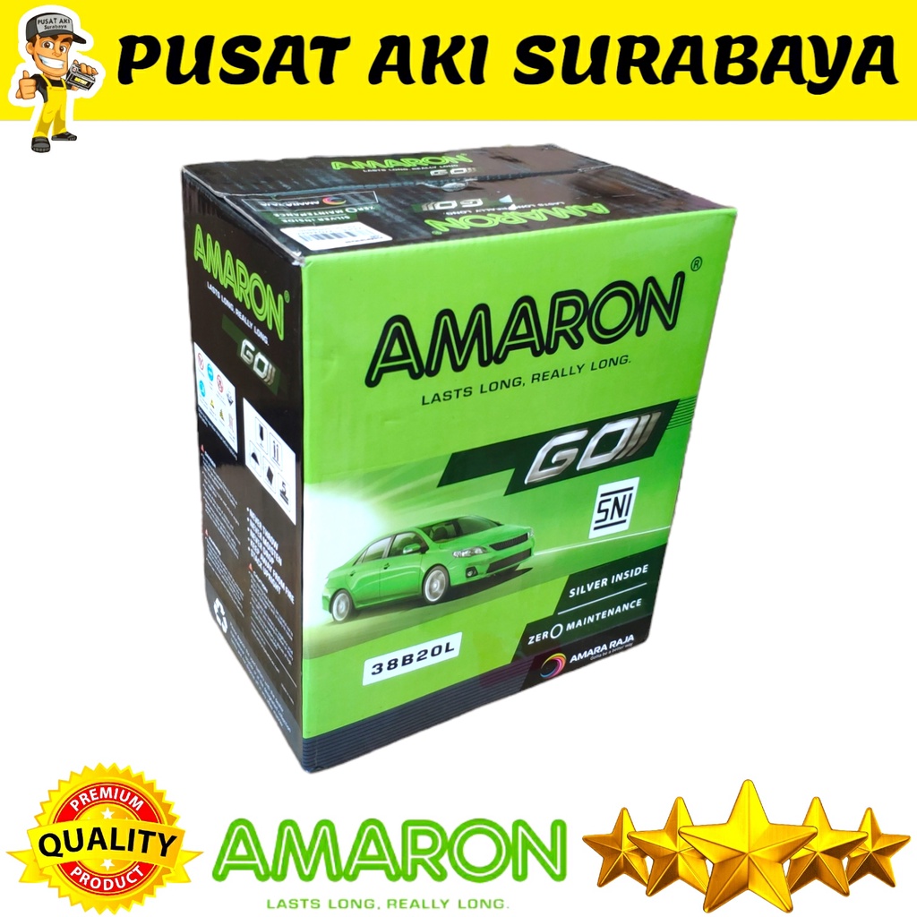 ACCU MOBIL AMARON GO 38B20L 35 AMPER BERKUALITAS AKI KERING CITY BRIO JAZZ AYLA SIGRA CALYA FREED NS40ZL