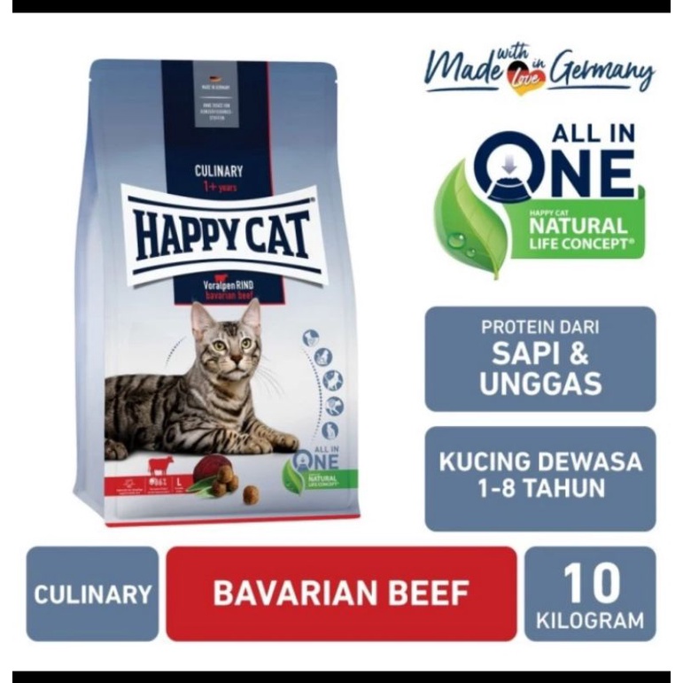 Grab/Go-Jek Happy Cat Bavarian Beef Adult 10kg / Makanan Kucing Happy Cat