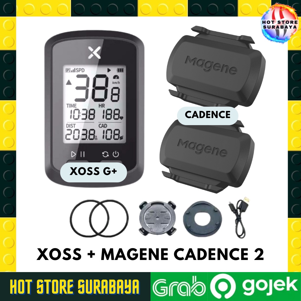 Xoss G Plus Speedometer English Version GPS Speedometer XOSS G Plus Paket dan 2 Magene Cadence BONUS BARFLY + SILICON CASE BERKUALITAS