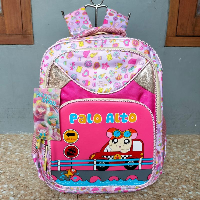 TAS RANSEL PALO ALTO STAR ORIGINAL BAGPACK ANAK SEKOLAH  PEREMPUAN TK SD KUAT AWET SIMPEL KEREN MURA