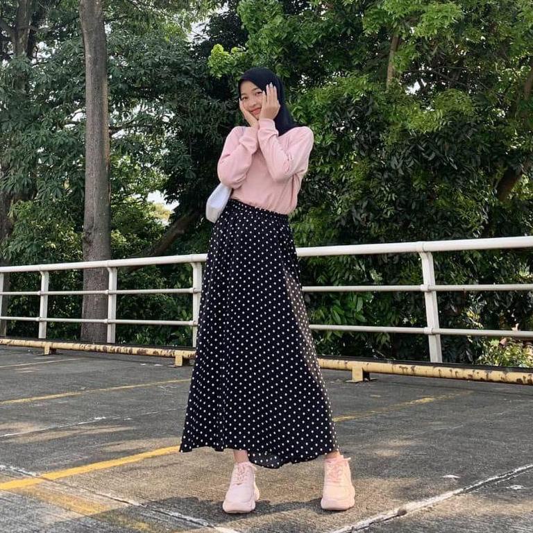 Rok Polkadot Jenar Korean Style Ukuran Standar dan Jumbo Bisa Sampai BBg an Polka Skirt –PLP.18Oc22в