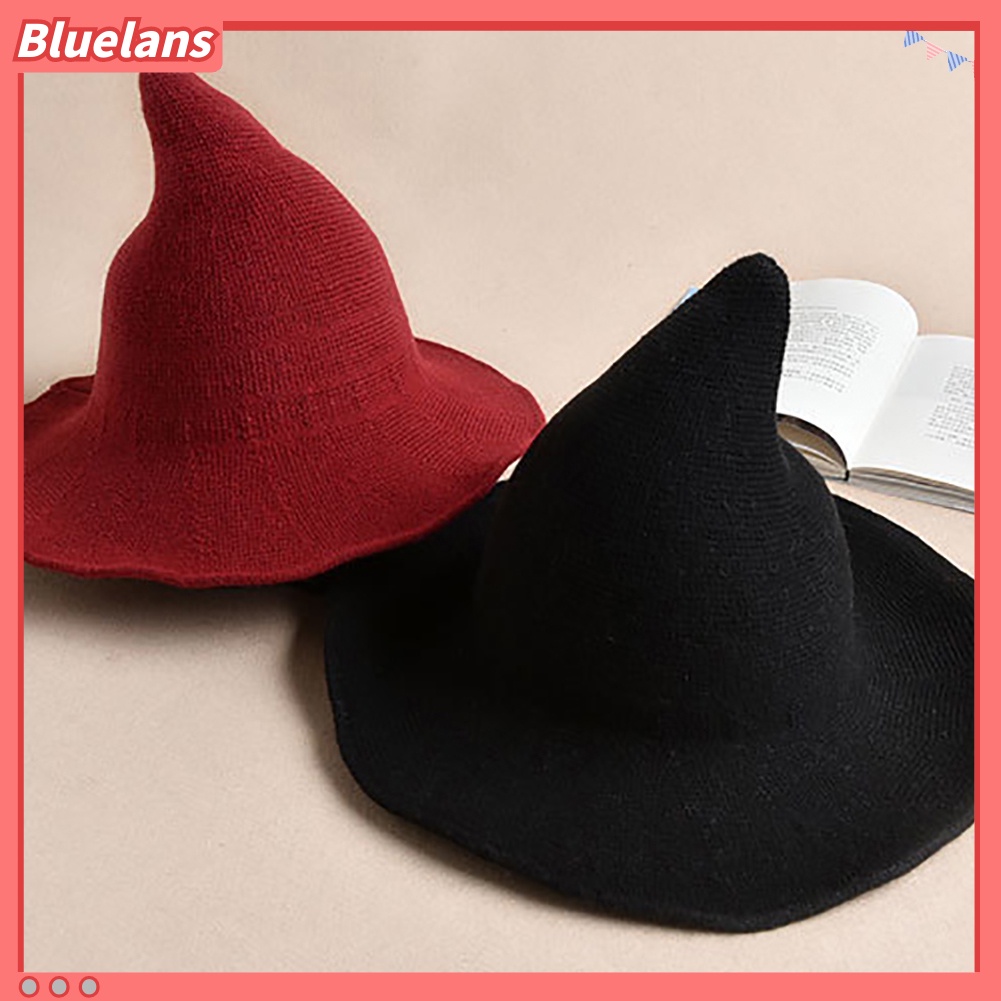 Topi Penyihir Wanita Bahan Rajut Untuk Pesta Halloween