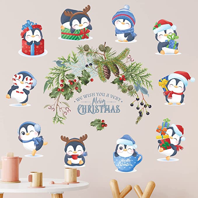 Diy Dekorasi Pesta Natal Props Simple Style Christmas Sticker  Stiker Biji Pinus Merry Christmas Liontin Natal Dua Sisi