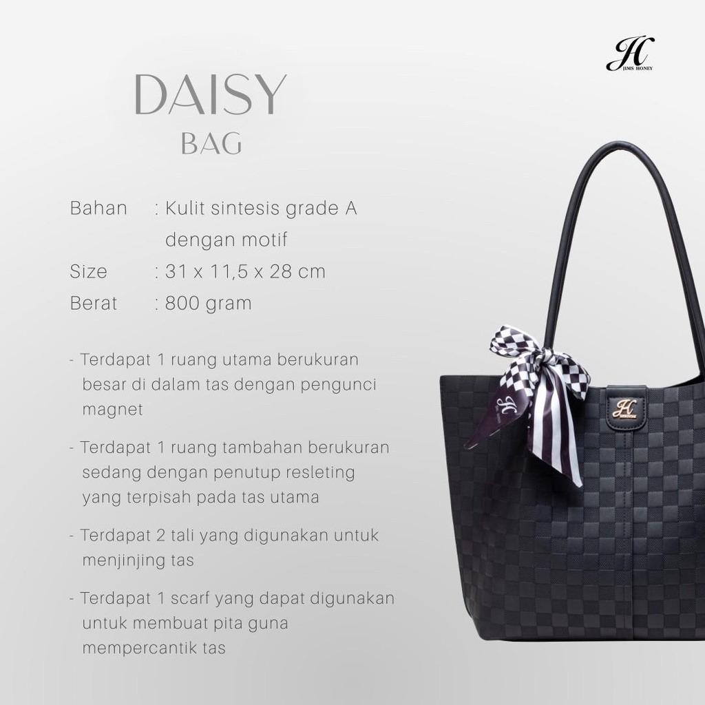 Jims Honey Daisy Bag Totebag Tas Kerja Wanita Free Scarf