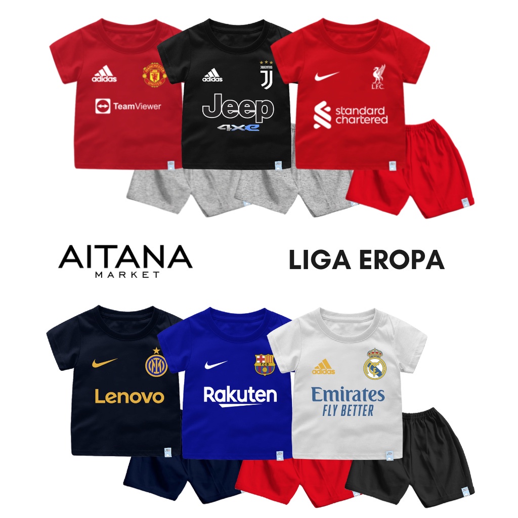 Setelan Baju Bola UEFA Europa League Untuk Anak dan Bayi Bahan Katun Combed 30s GRATIS Tambah Nama dan No Punggung