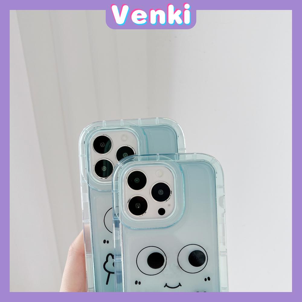 Case For iPhone 14 Pro Max TPU Soft Jelly Airbag Case Cute Funny Face Clear Blue Case Camera Protection Shockproof For iPhone 14 13 12 11 Plus Pro Max 7 Plus X XR