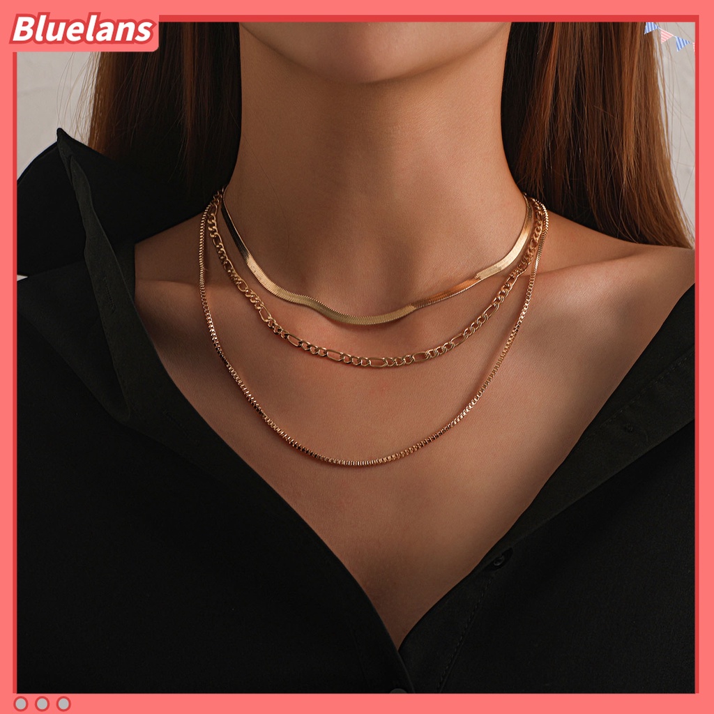 Bluelans Kalung Choker Multilayer Gaya Punk Hip-Hop Untuk Wanita
