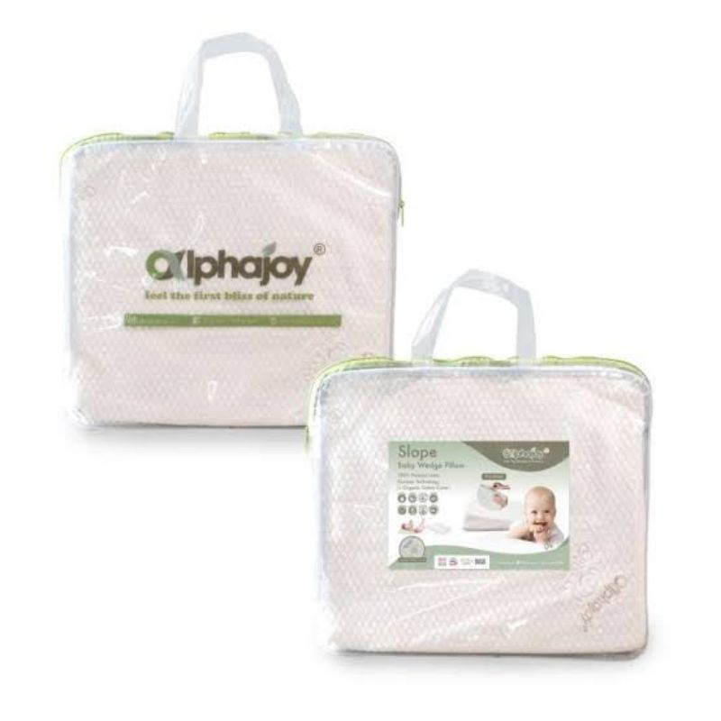 Alphajoy Slope Baby Pillow 100% Natural Latex With Organic Cotton Case / Bantal Bayi / Kasur Bayi / Alphajoy