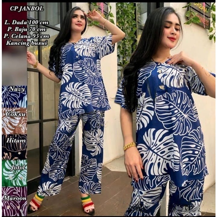DP025 CP Standar Batik Grosir Baju Tidur Wanita Dewasa Setelan Piyama Wanita Dewasa Babydoll Lengan 