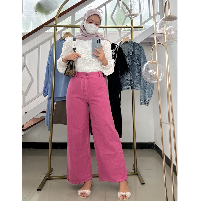 MOZZA JEANS KULOT PINK SERIES/ kulot jeans fuschia peach