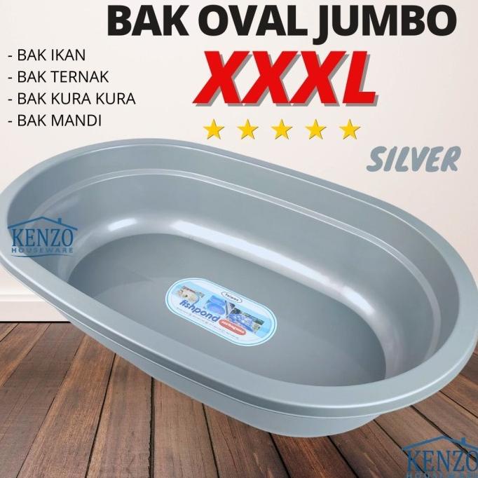 Kolam Bak Mandi Ikan Kura Bak Oval Taiwan Jumbo Plastik Berkualitas - silver ---READY---