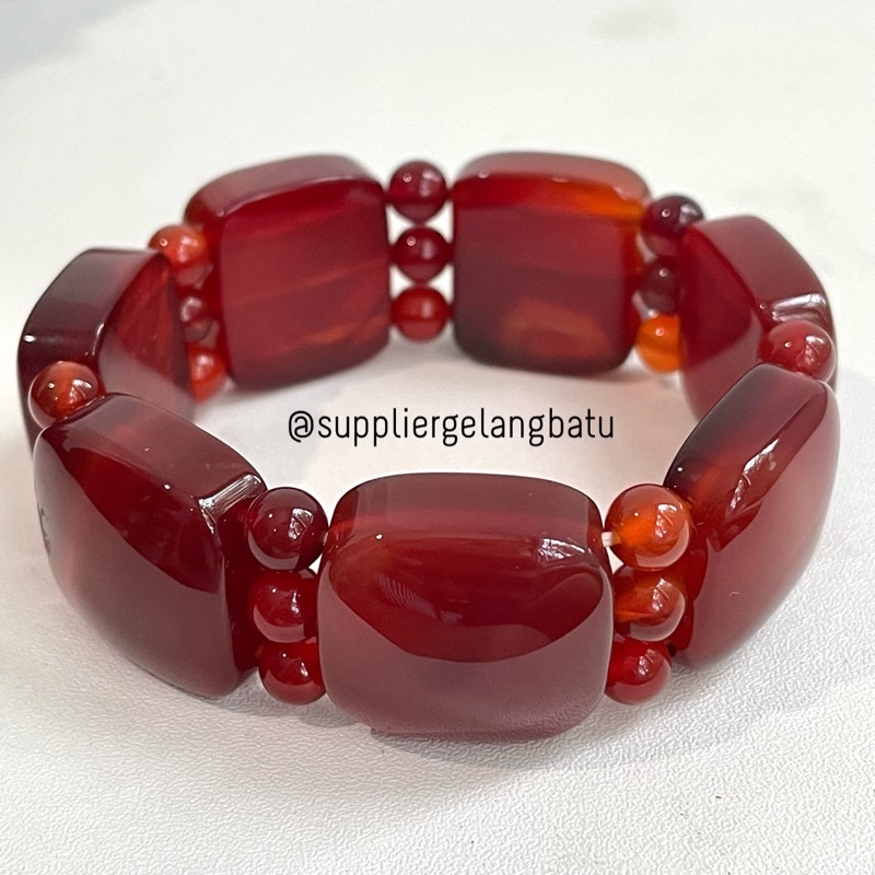 GELANG AKIK BATU ALAM YAMAN MERAH KUALITAS PREMIUM - FASHION WANITA