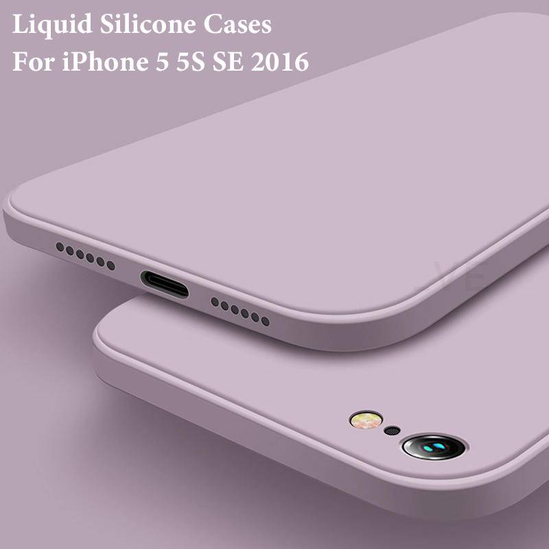 Casing Soft Case Silikon Cair Bentuk Kotak Shockproof Untuk iPhone 5 5S SE 2016 5