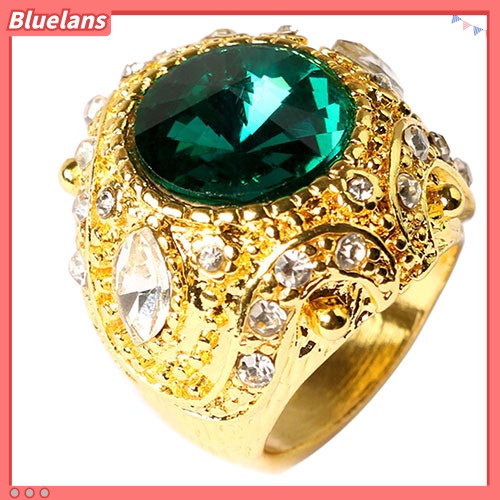 Bluelans Men Vintage Luxury Big Resin Crown Gold Plated Alloy Ring Jewelry Size 7-10