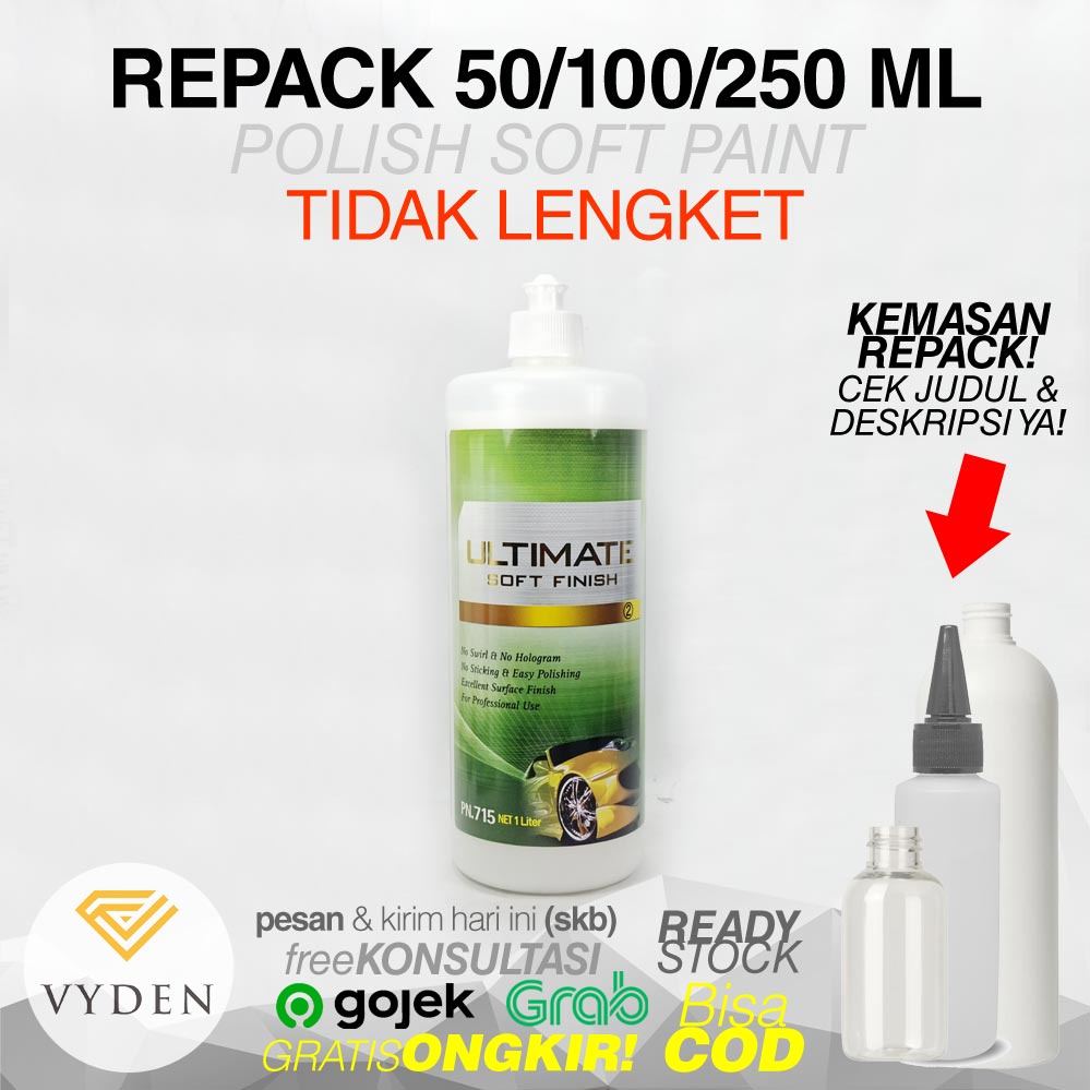 IPO ULTIMATE SOFT FINISH REPACK Ecer Kompon Halus Polish Cat Mobil Penghapus Penghilang Baret Halus Swirl Mark Hologram Soft Paint Cat Lengket Lembut Mobil Hitam Jepang