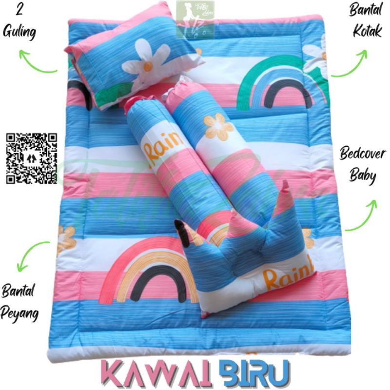 READY RUFFLE Bedcover Bayi Set Selimut Bayi Bantal Guling Bayi dan Peyang ada Tas nya/ TANPA PO