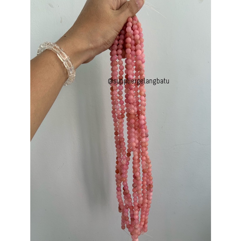 batu 8mm pink angelite natural aksesoris korea bahan gelang kalung